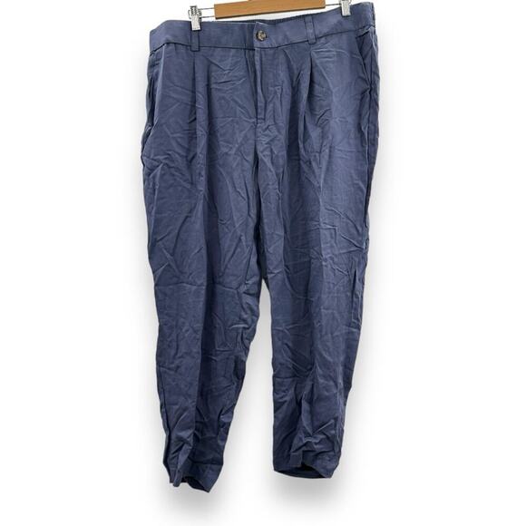 Torrid Slim Taper Stretch Linen Blend Mid Rise Cropped Pants Sz 18 Plus NEW - Picture 2 of 11